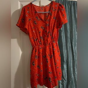 Red button up jumpsuit